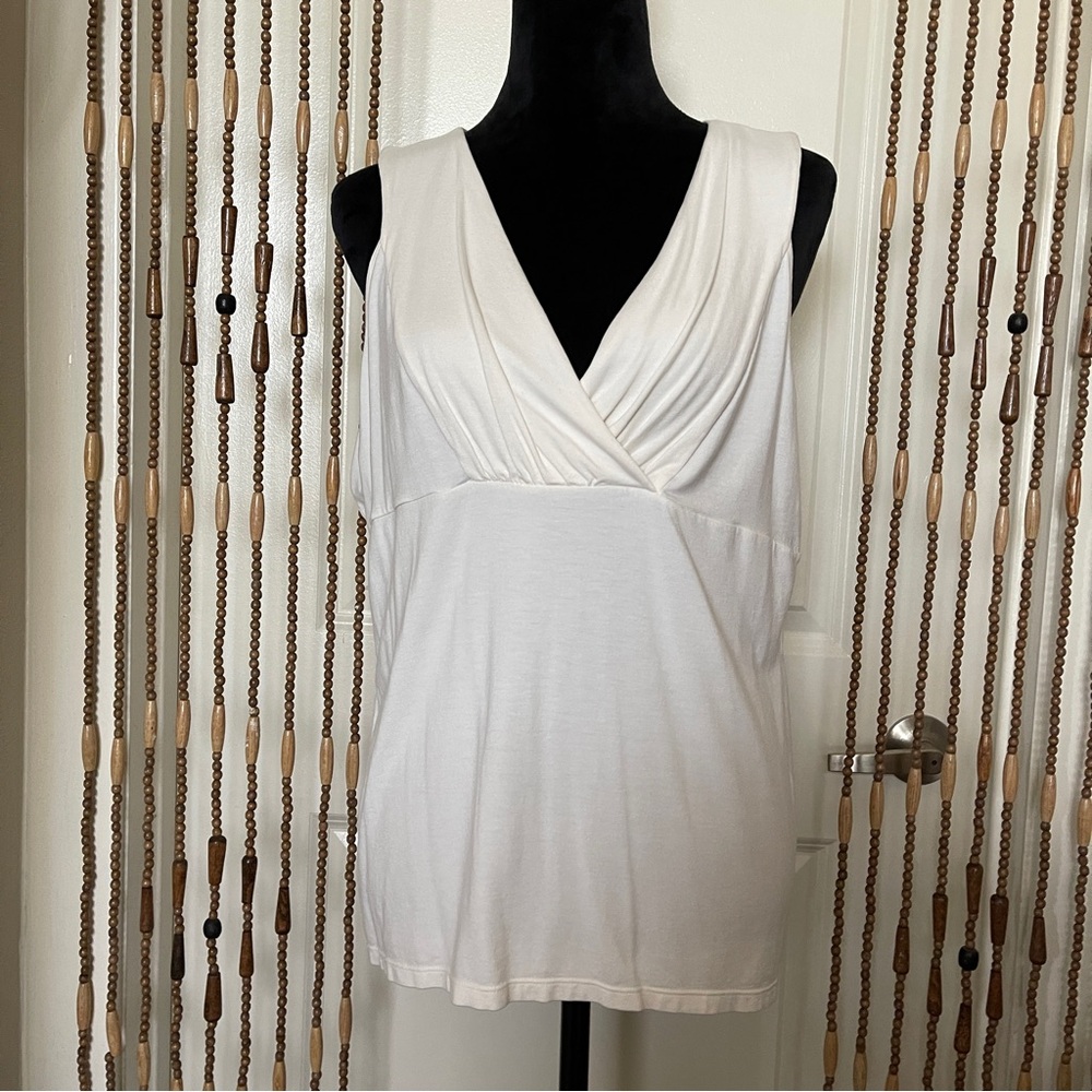 Ann Taylor Ivory Sleeveless Cross Bodice Top 2XL